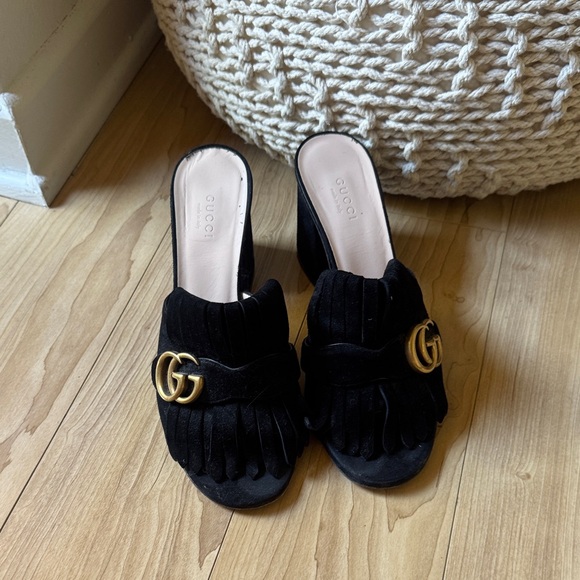 Gucci Black Mules with Fringe - Picture 1 of 7